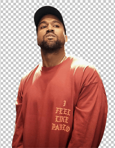 Kanye West standing wearing cap transparent image
