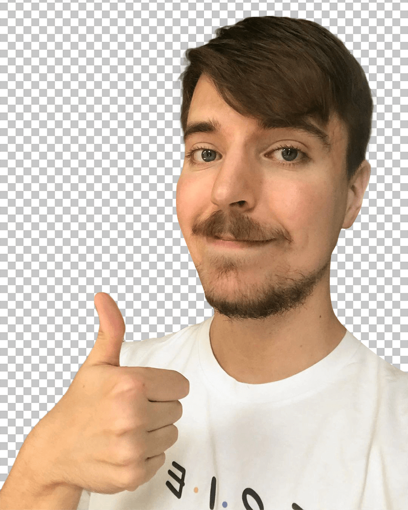 MrBeast smiling giving thumbs up transparent image