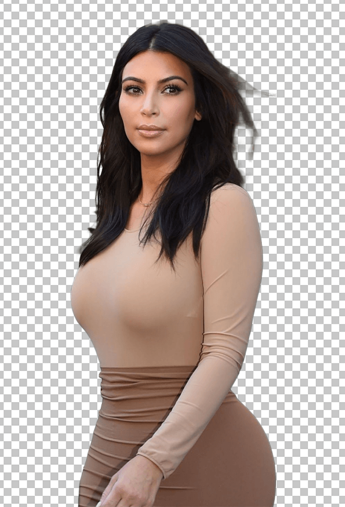 Kim Kardashian walking wearing brown dress transparent image