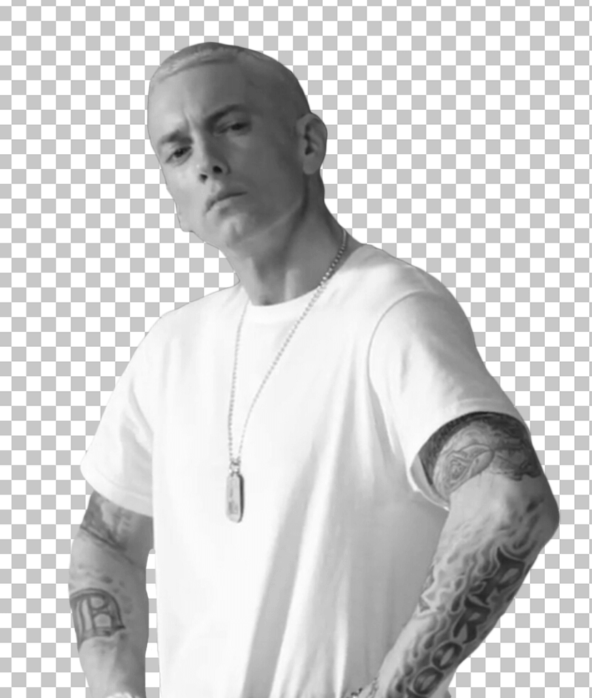 Eminem standing wearing white t-shirt transparent image