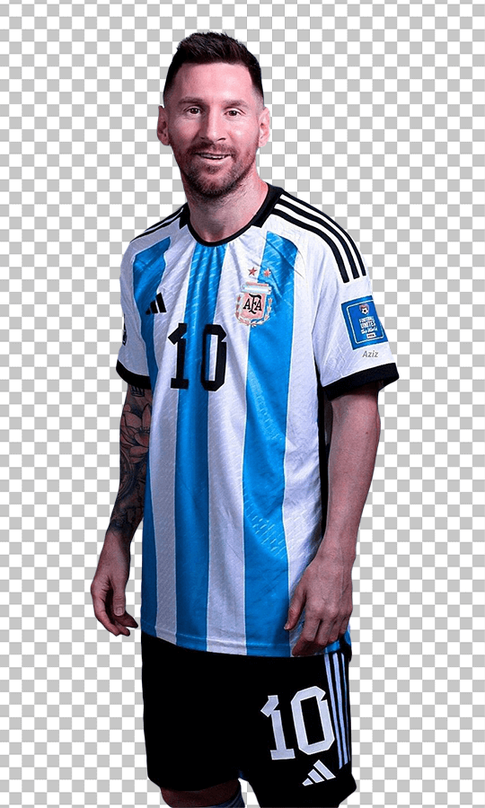 Lionel Messi standing wearing argentina jersey transparent image