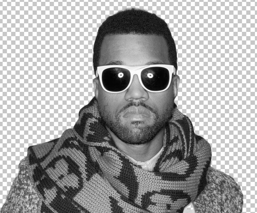 Kanye West wearing sunglasses and scarf transparent image