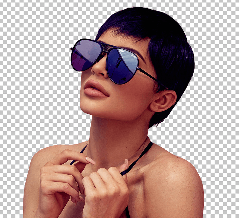 Kylie Jenner with short hair wearing sunglasses transparent image