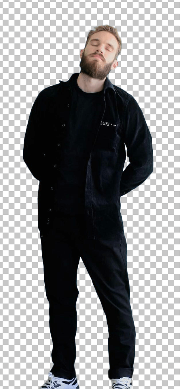 Pewdiepie standing wearing black hoodie transparent image