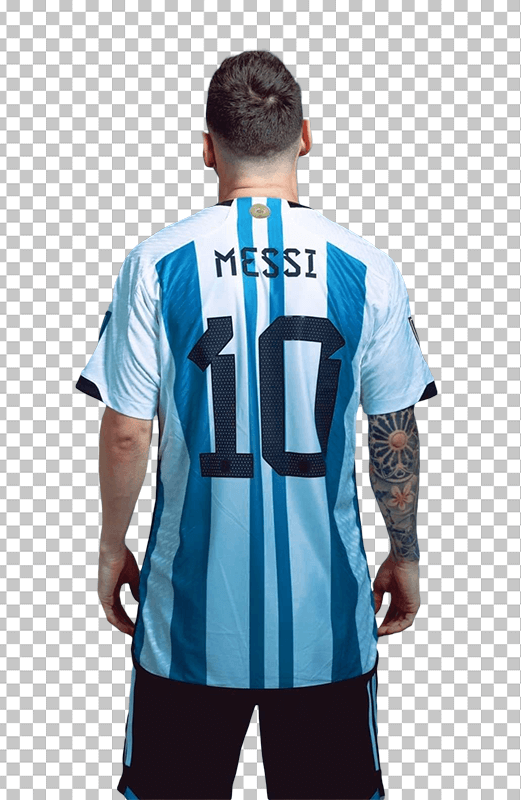 Lionel Messi backside wearing argentina jersey transparent image