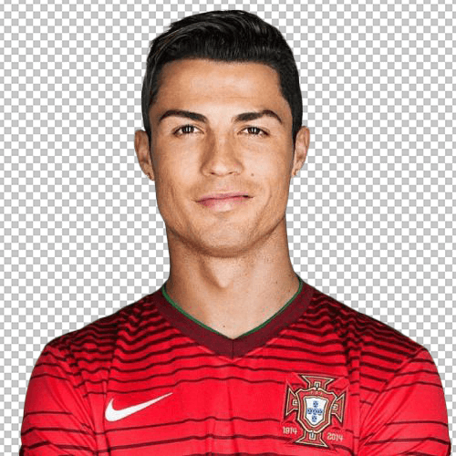 Cristiano Ronaldo smiling wearing portugal jersey transparent image