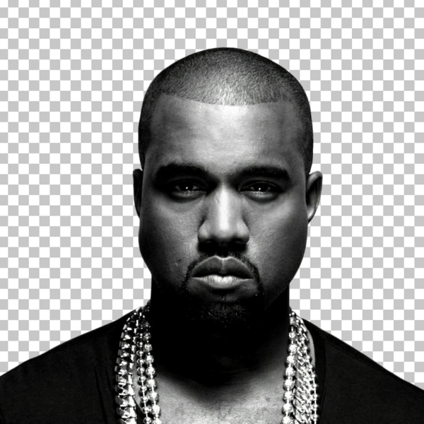 Kanye West black and white staring transparent background image