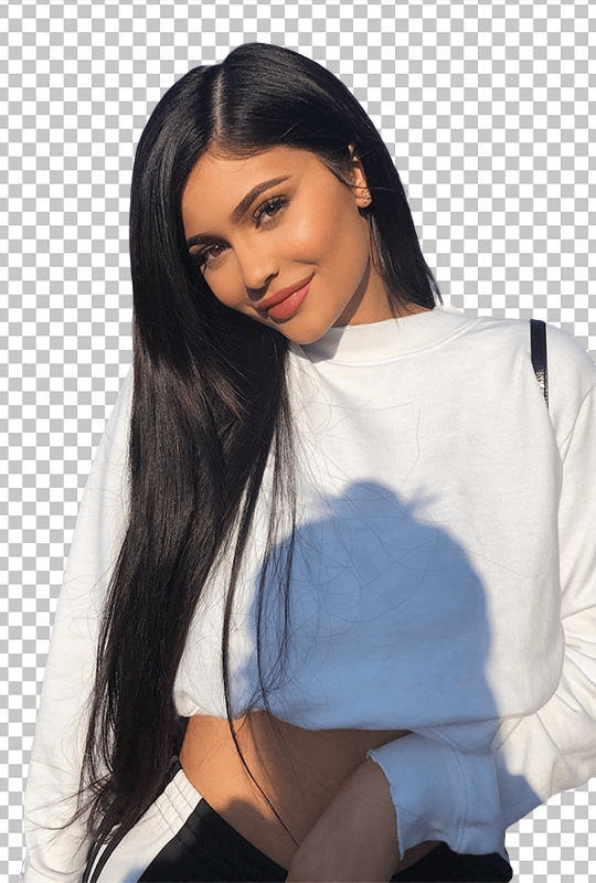 Kylie Jenner smiling wearing white top transparent image