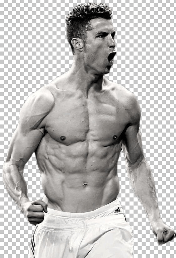 Cristiano Ronaldo running and shouting shirtless transparent image