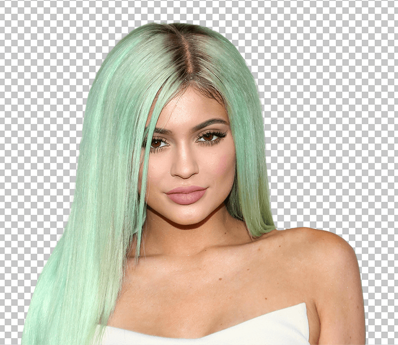 Kylie Jenner with green hair transparent image