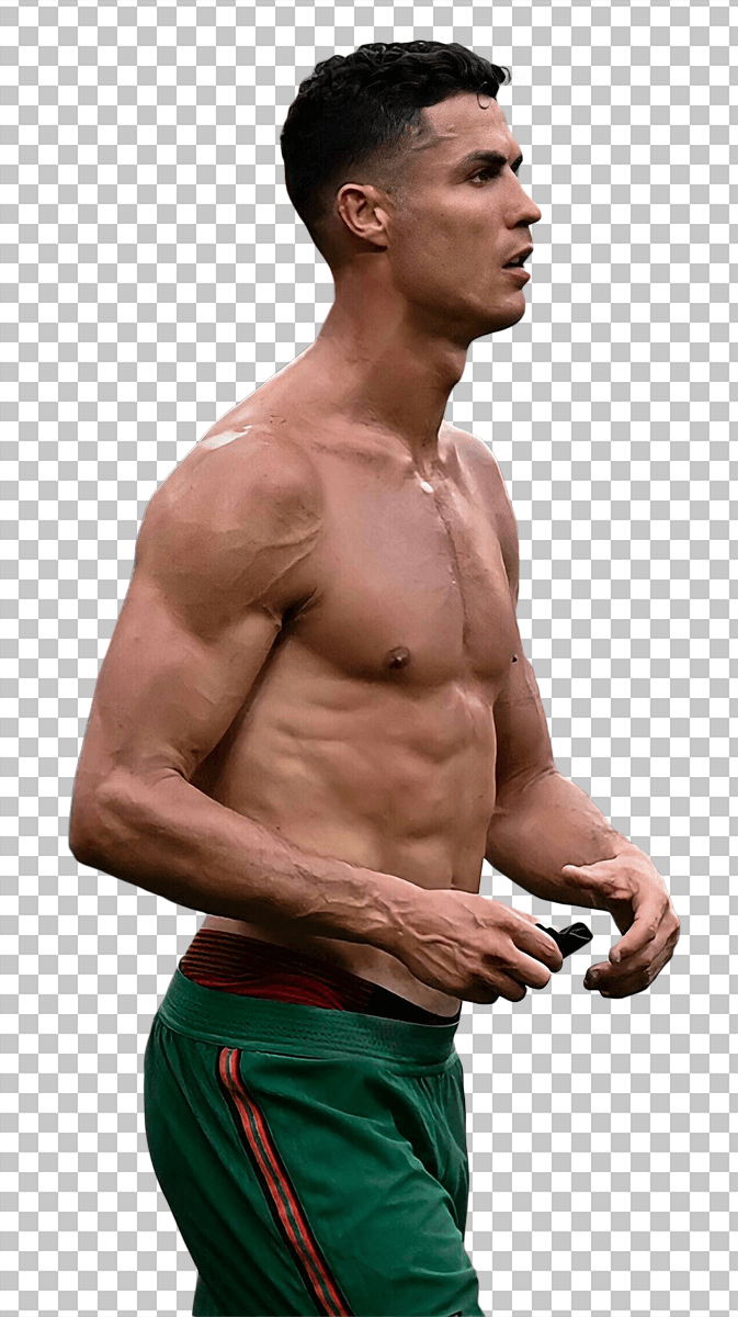 Cristiano Ronaldo walking shirtless transparent image