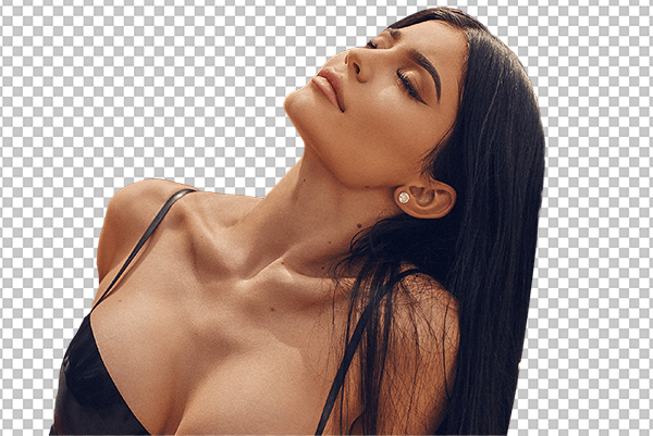Kylie Jenner eyes closed and looking up transparent image