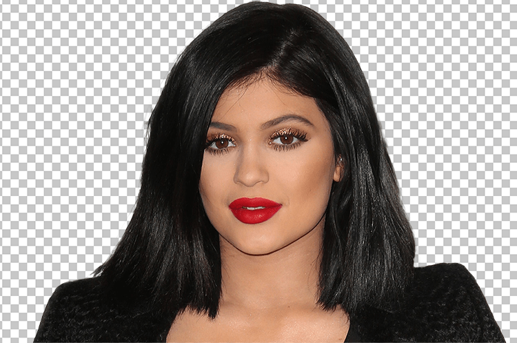 Kylie Jenner with red lipstick transparent image