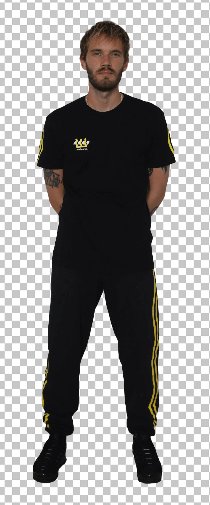 Pewdiepie standing wearing black t-shirt transparent image