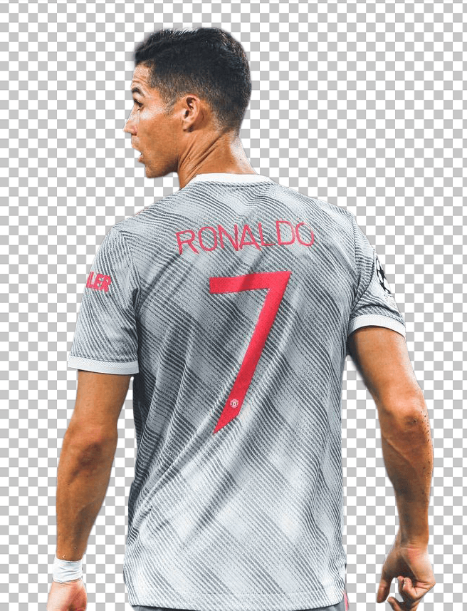 Cristiano Ronaldo backview wearing grey jersey transparent image
