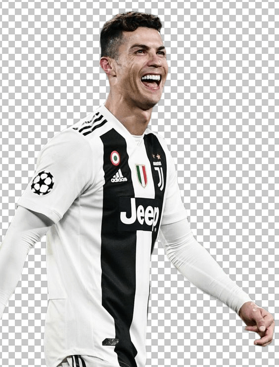 Cristiano Ronaldo laughing wearing juventus jersey transparent image