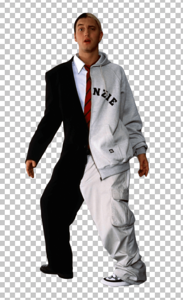 Eminem dancing wearing black and white jacket transparent image