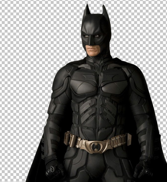 Batman standing looking at his left side transparent image
