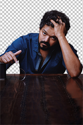 Vijay sitting and looking forward transparent image