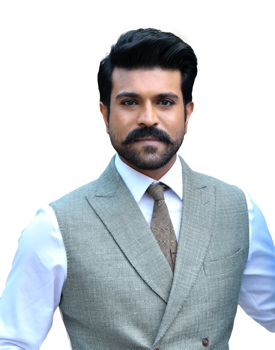 Ram Charan in a grey suit | OngPng