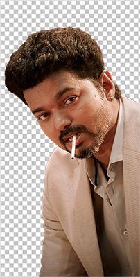 Vijay smoking while wearing cream colour suit transparent image