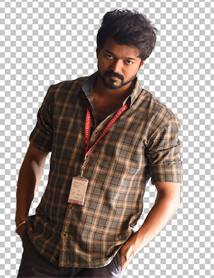 Vijay angry expression wearing check shirt transparent image