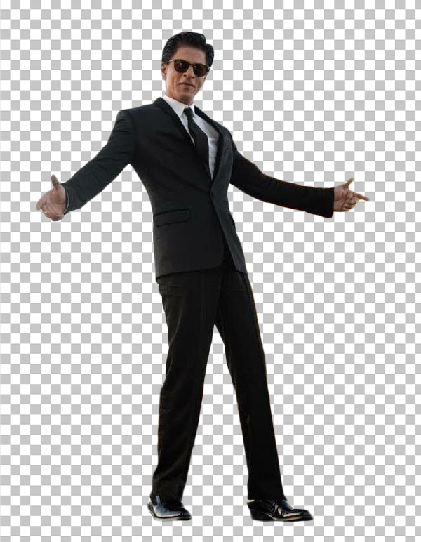 ShahRukh Khan wearing black sunglasses and black suit transparent mage