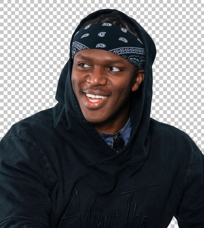 KSI smiling wearing black hoodie transparent image