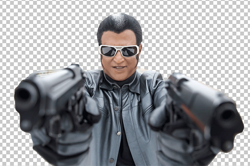 Rajinikanth with gun png image