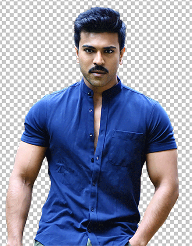 Ram Charan standing in a transparent background.