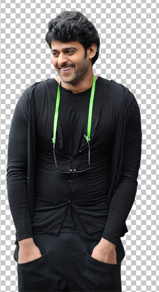 Prabhas smiling wearing black hoodie transparent image