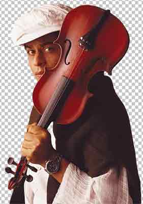 Shahrukh Khan wearing white cap and holding a brown violin transparent image