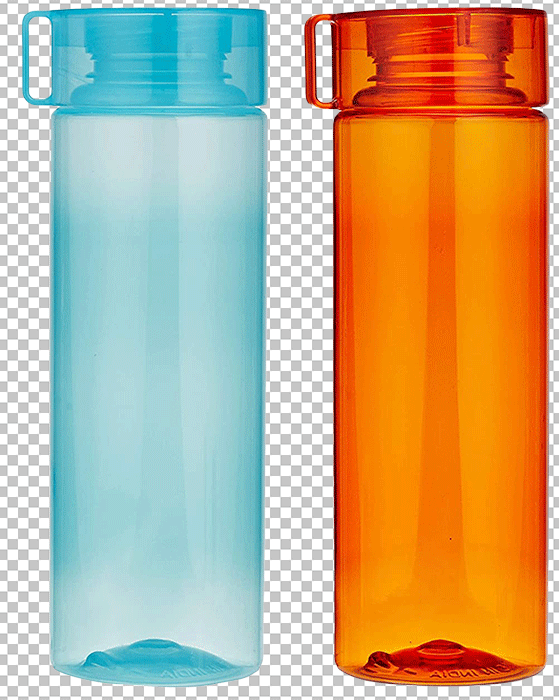 Blue and orange colour water Bottles png image