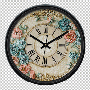 Solimo clock with flowers png image