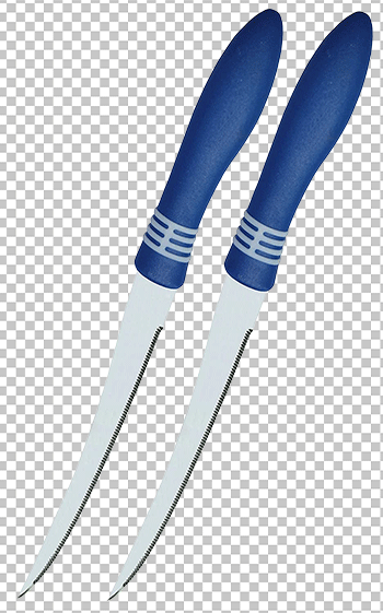 Two kitchen knife with blue handle png image