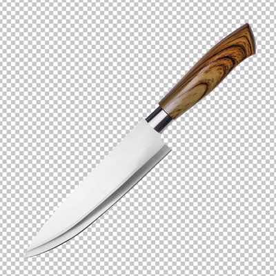 Kitchen knife with brown handle png image