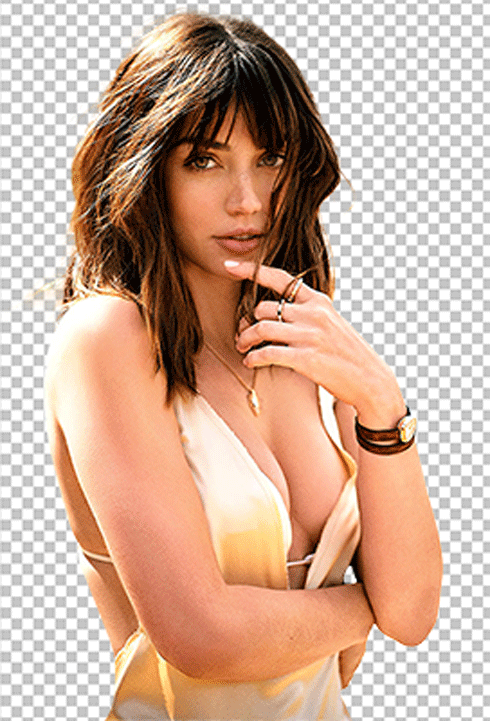 Ana De Arma wearing a hot white dress and looking sexy png image.