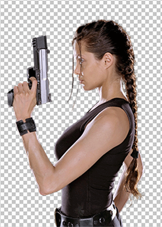 Angelina Jolie holding a gun PNG image