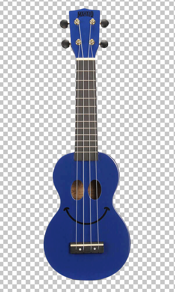 Blue colour with smile shape hole ukulele png image