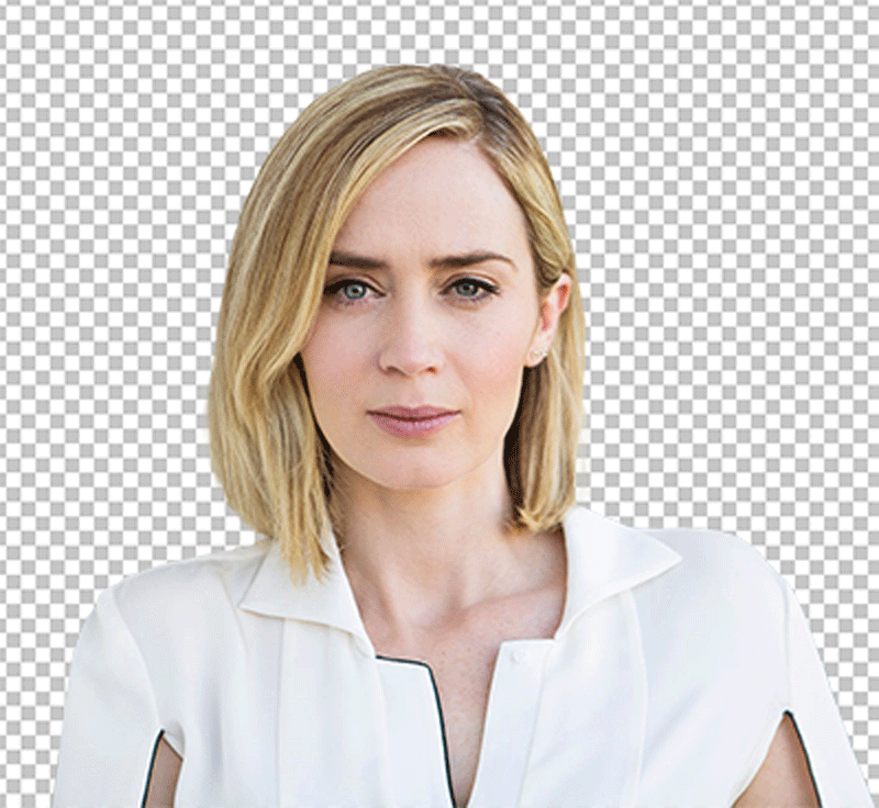 Emily Blunt with blonde hair wearing white dress png image