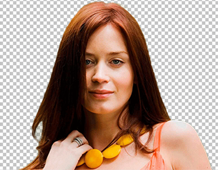 Emily Blunt looking straight playing with her hair png image