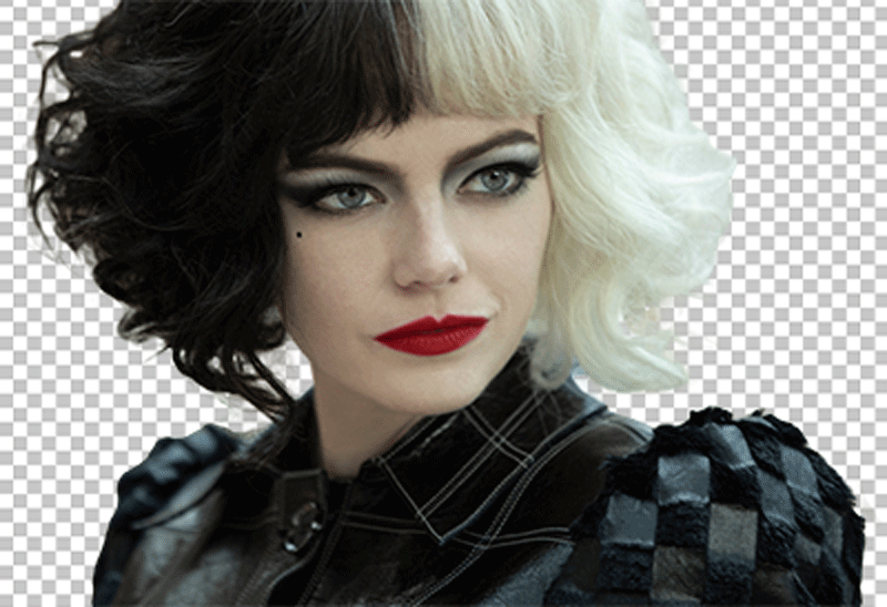 Emma Stone with half hair colour black and white png image