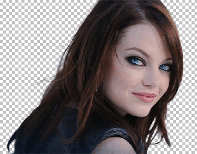 Emma Stone smiling and turning back and wearing black dress png image