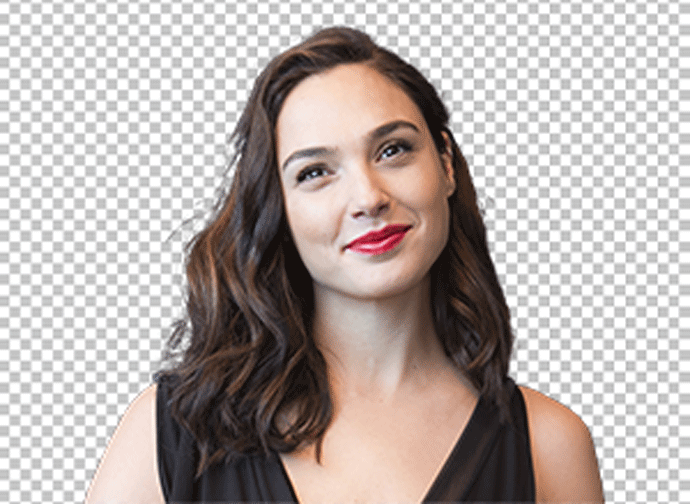 Gal Gadot wearing a beautiful black dress and smiling with red lipstick on her lip png the image.