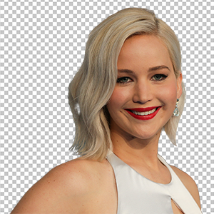 Jennifer Lawrence wearing a beautiful white dress and looking stunning and laughing png image.