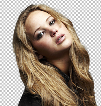 Jennifer Lawrence wearing a beautiful black dress and looking stunning with long blonde hair and posing png image.