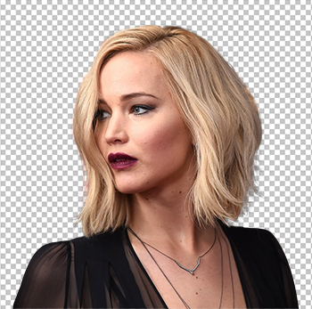 Jennifer Lawrence looks sexy wearing a black dress with a short hair png image.