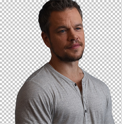 Matt Damon wearing grey t-shirt png image