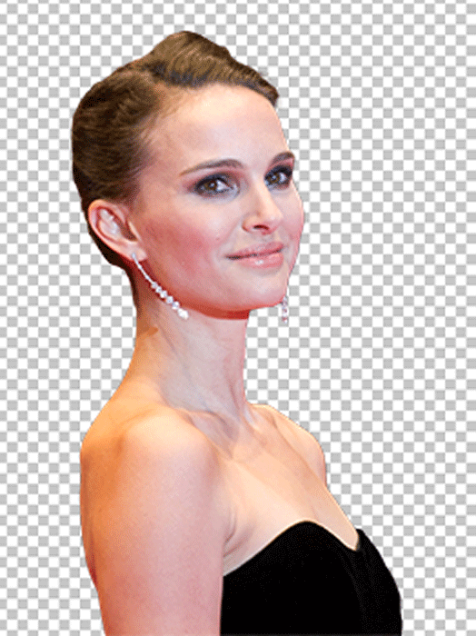 Natalie Portman side looks wearing a diamond earring png image