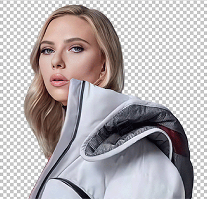 Scarlett Johansson wearing a white jacket png image